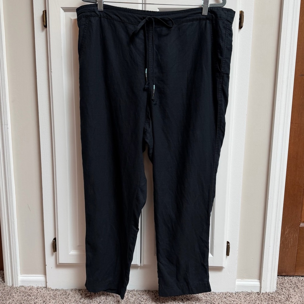 J. Crew Tie Waist Seaside Pants in Linen Blend Black Size XXL